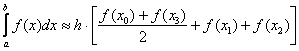 Формула трапеции для трех отрезков разбиения n=3